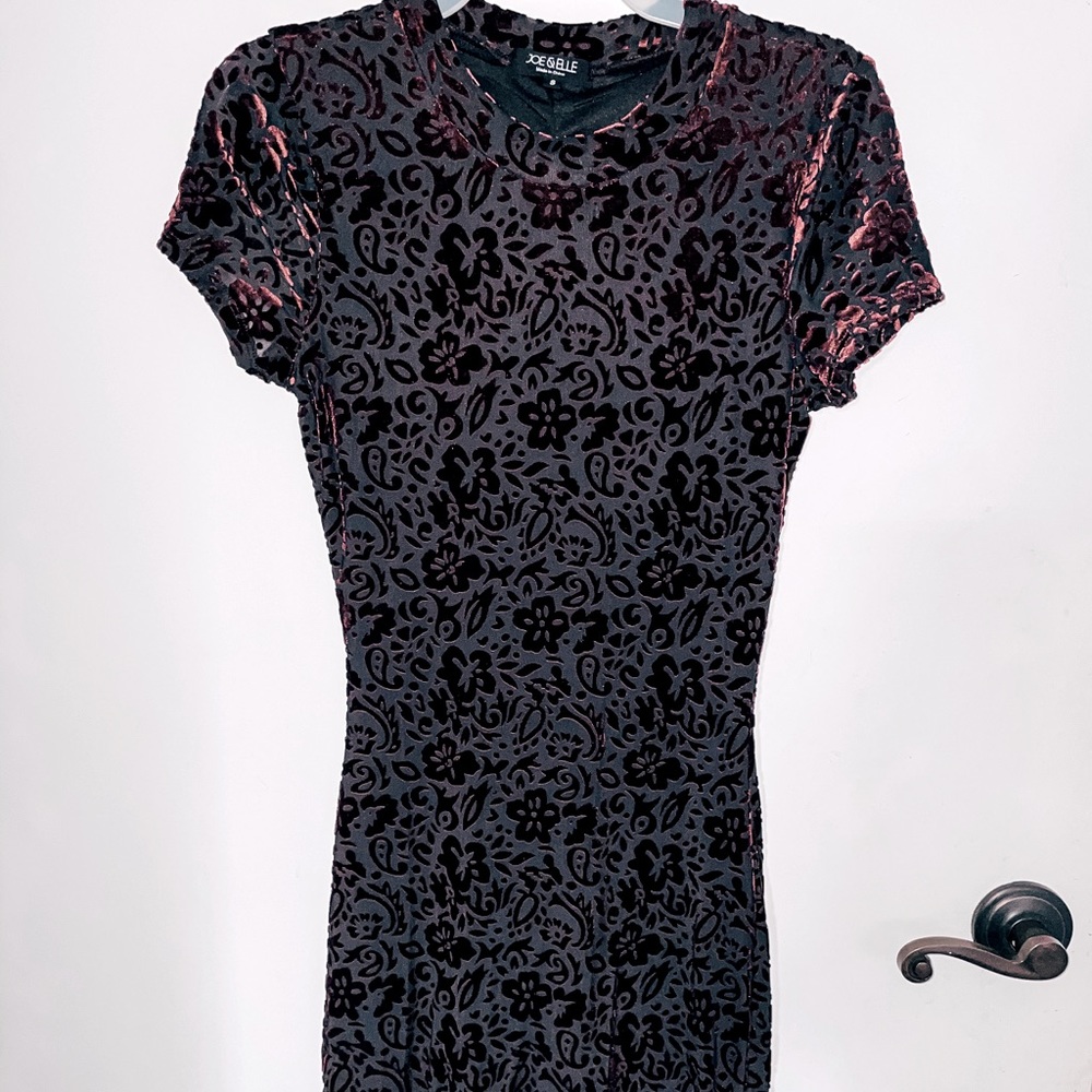 JOE&ELLE slim fit tight short sleeve velvet dress